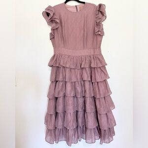 Jessakae mauve tiered midi dress ruffles girly size XL wedding guest event date